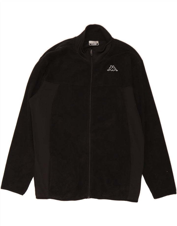 KAPPA Mens Fleece Jacket UK 44 2XL Black Polyester Vintage Kappa and Second-Hand Kappa from Messina Hembry 