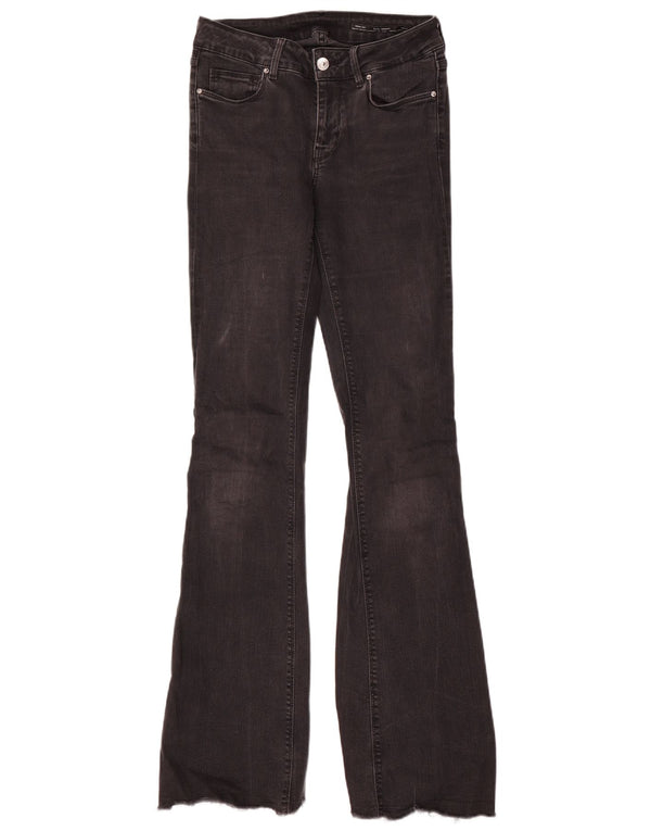 Zara Womens Medium Rise Flare Slim Jeans EU 38 Small W28 L34 Black