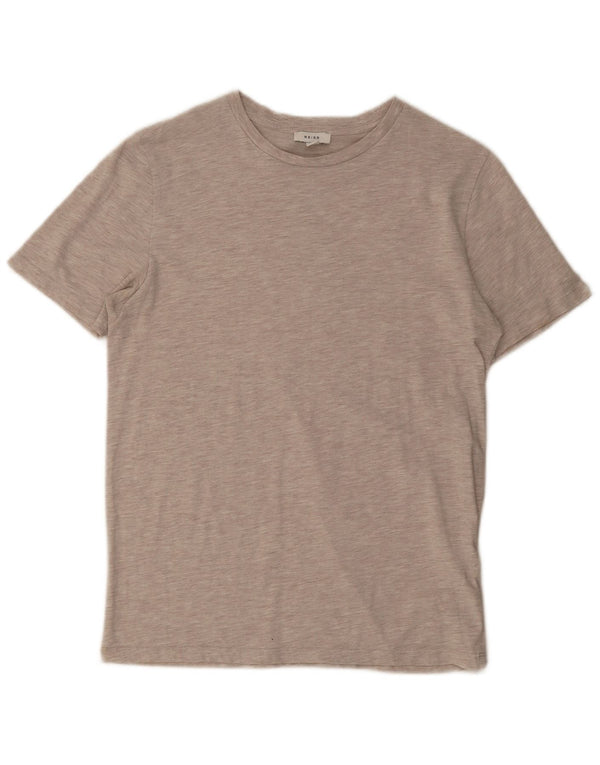 Reiss Dame T-Shirt Top UK 14 Medium Beige Flecked Bomuld