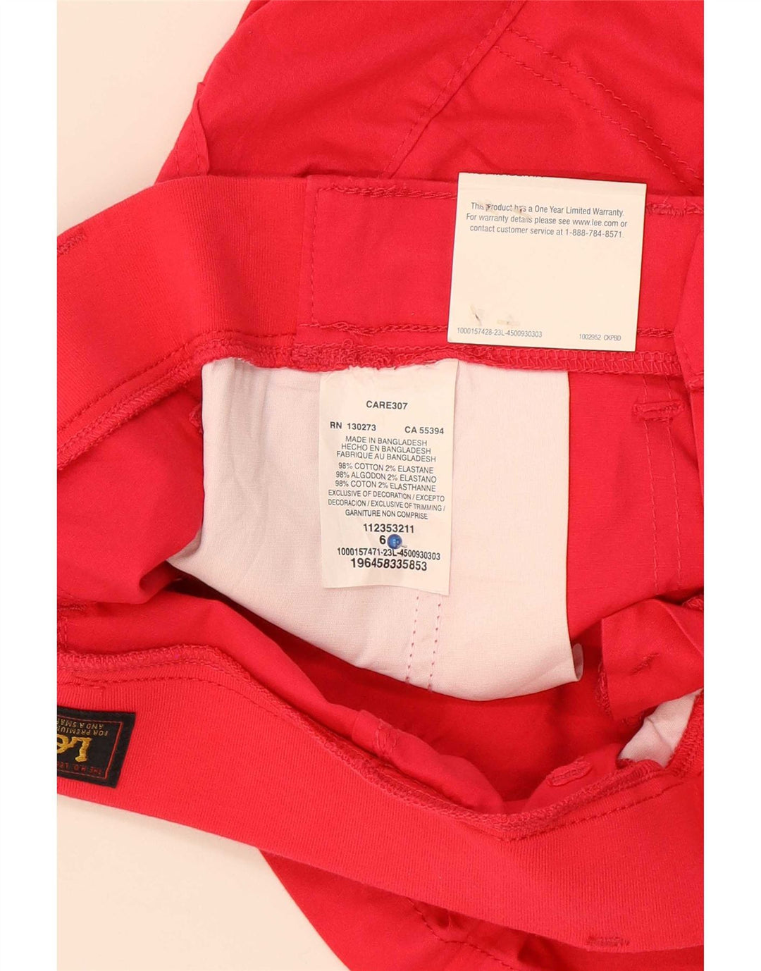 Lee Chino Shorts til kvinder US 6 Medium W30 Rød Bomuld