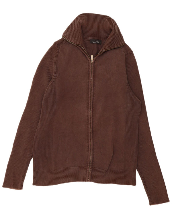 Zara Herre Cardigan Sweater Stor Brun Bomuld