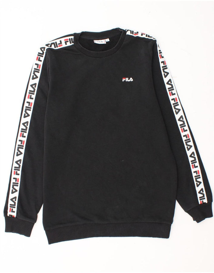 FILA Grafisk Sweatshirt-trøje til mænd Small Black Colourblock Bomuld