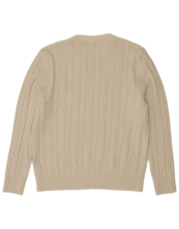 Polo Ralph Lauren Dame Crew Neck Jumper Sweater UK 18 XL Hvid Uld