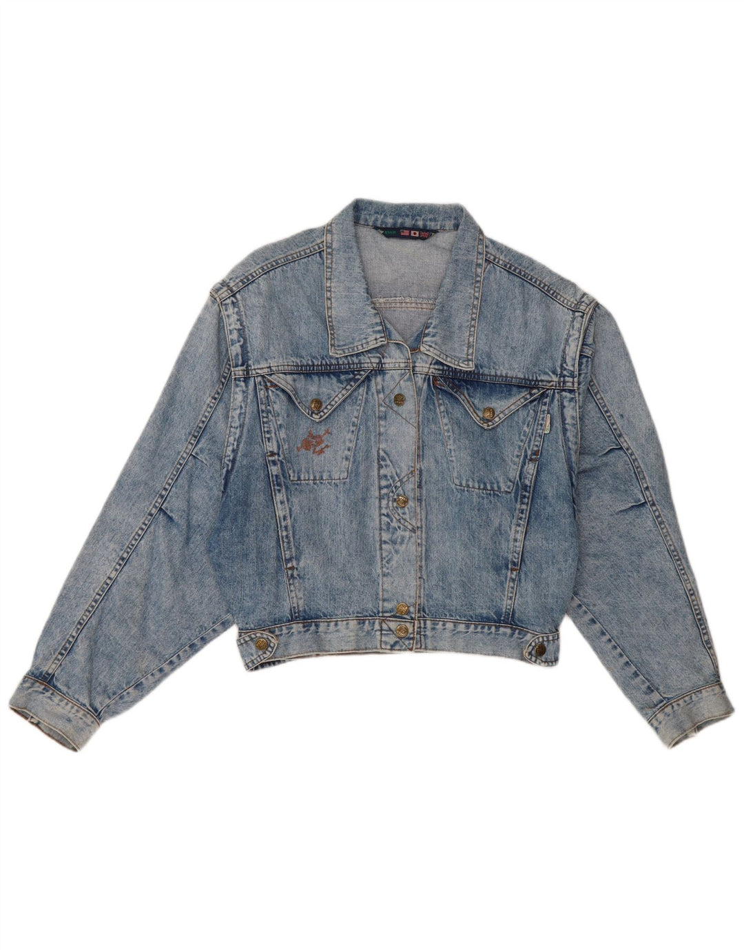 Vintage denimjakke til kvinder UK 12 Medium Blue Cotton
