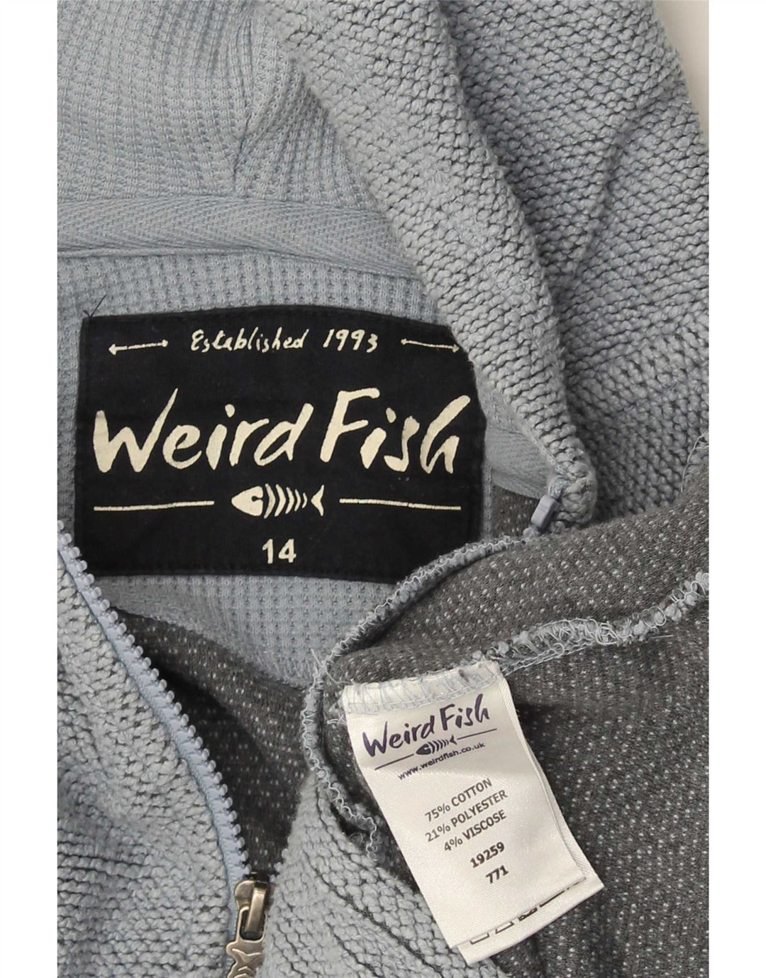 Weird Fish Dame Hættetrøje Sweater UK 14 Medium Blue Cotton