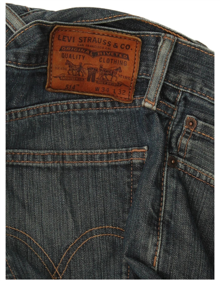 Levi's Herre 514 Straight Jeans W34 L32 Marineblå Bomuld