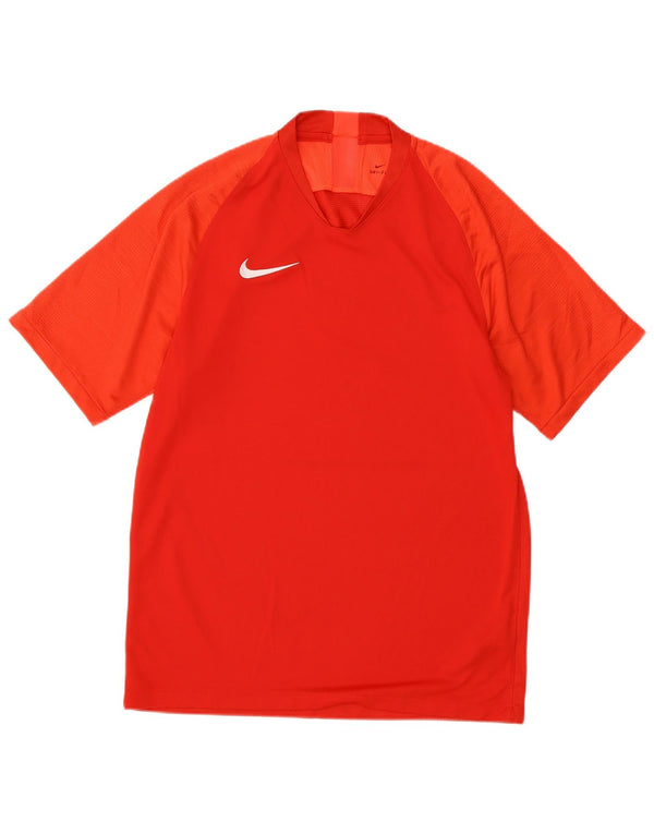 Nike Herre Dri Fit T-shirt Top Medium Rød Colourblock Polyester