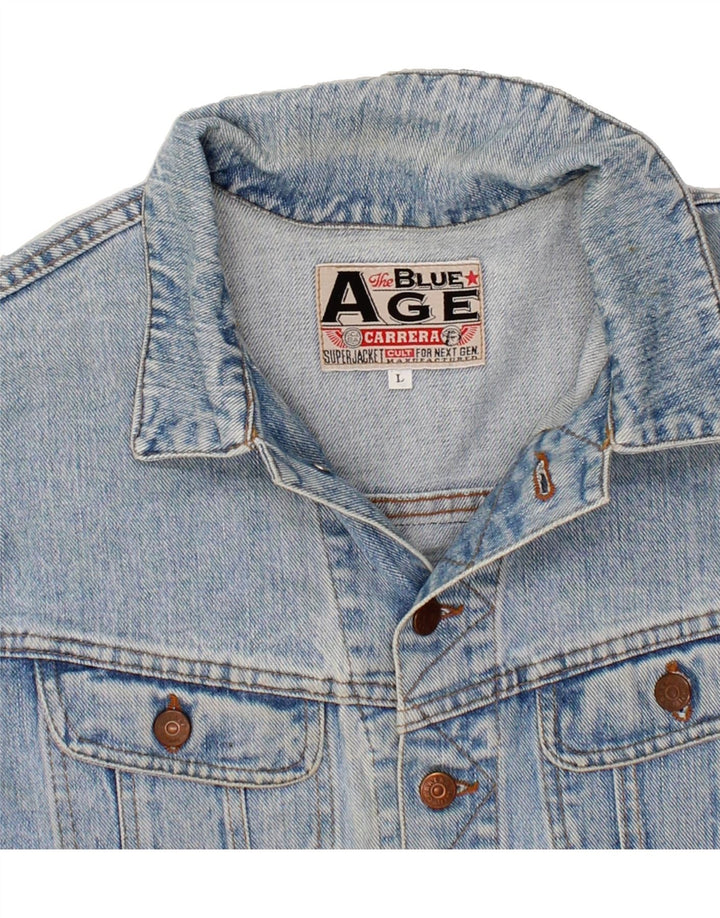 CARRERA Boys Graphic Denim Jacket 11-12 Years Large Blue Cotton Vintage Carrera and Second-Hand Carrera from Messina Hembry 