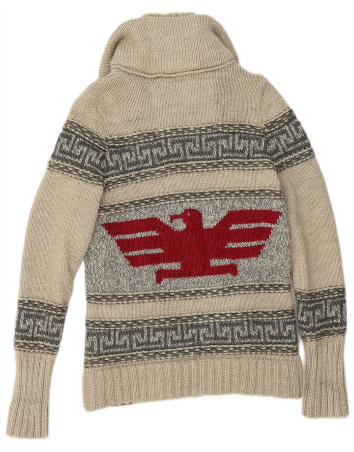 Superdry Herre grafisk cardigan sweater med fuld lynlås, lille grå geometrisk uld