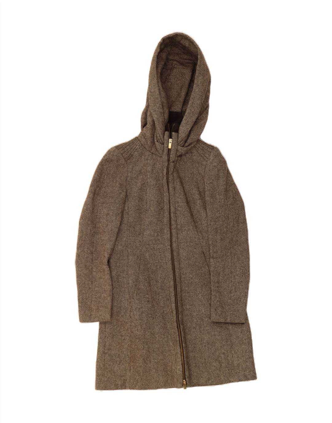 ZARA Womens Hooded Overcoat UK 14 Medium Brown Flecked Vintage Zara and Second-Hand Zara from Messina Hembry 