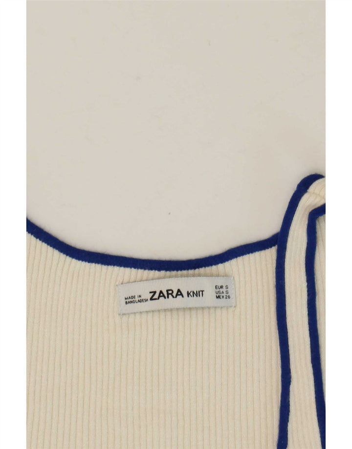 Zara Womens Crop Vest Tank Top UK 8 Small White