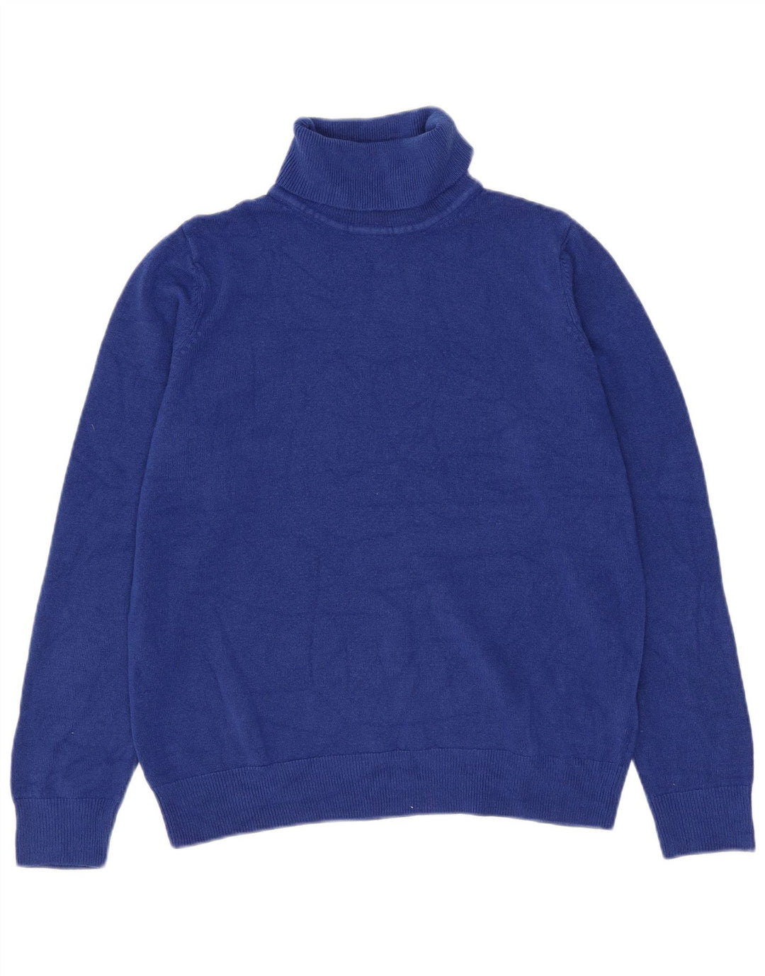 Marks & Spencer Dame Roll Neck Sweater UK 12 Medium Blue Acryl