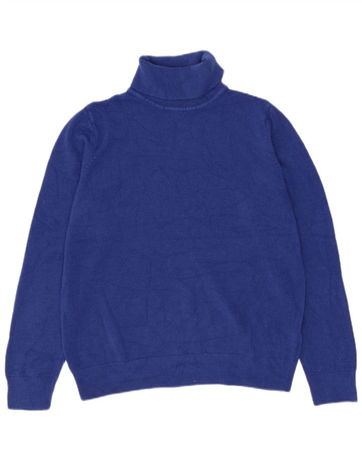 Marks & Spencer Dame Roll Neck Sweater UK 12 Medium Blue Acryl