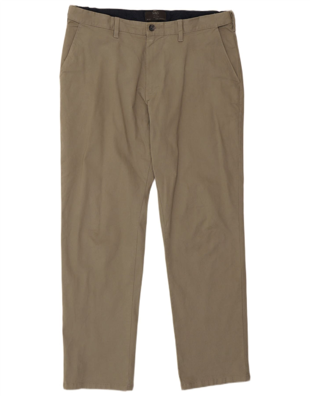 Marks & Spencer Herre Regular Fit Chinobukser W36 L31 Beige Bomuld