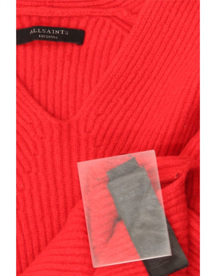 All Saints Dame Oversized V-hals sweater UK 14 Medium Rød Uld