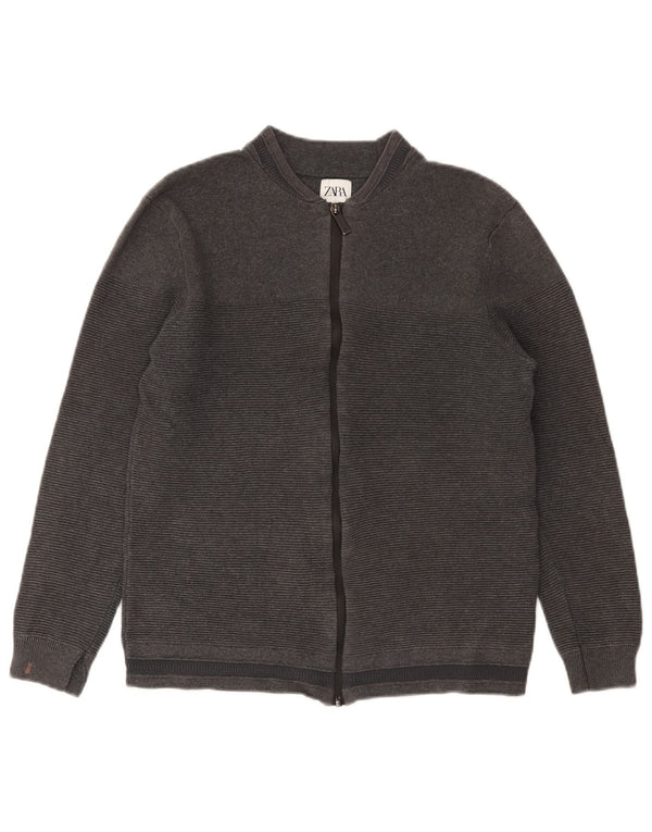 Zara Boys Cardigan Sweater 11-12 År Medium Grå Bomuld