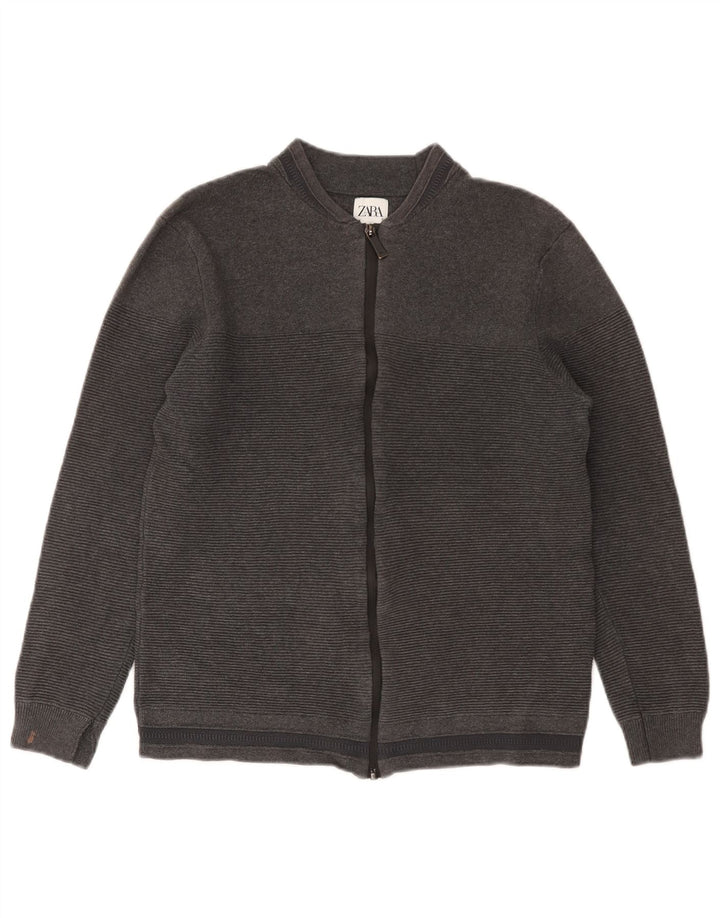 Zara Boys Cardigan Sweater 11-12 År Medium Grå Bomuld