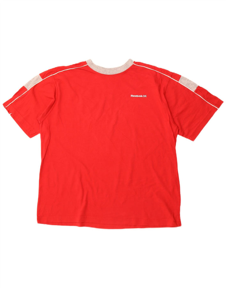 REEBOK Herre T-Shirt Top XL Rød Colourblock Bomuld