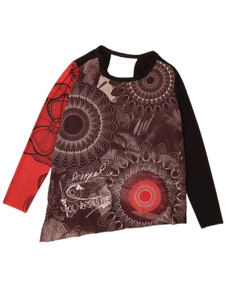 Desigual Dame Grafisk Top Langærmet UK 14 Medium Multicolored Floral