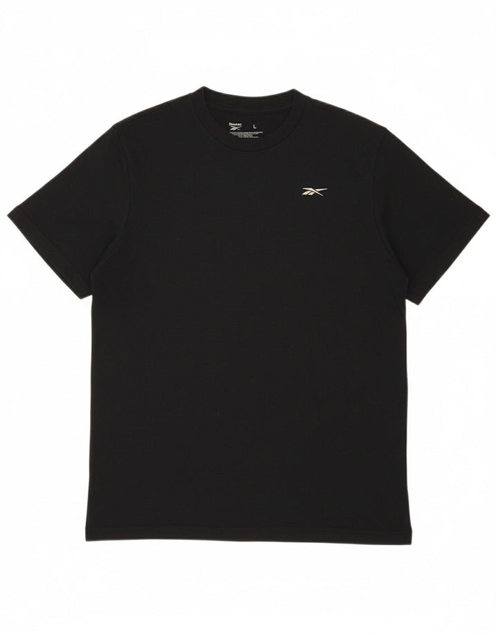 REEBOK Womens T-Shirt Top UK 16 Large Black Cotton