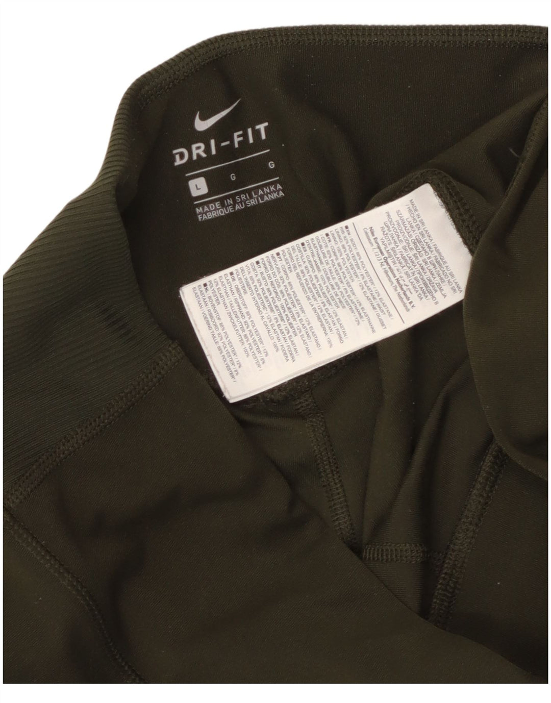 Nike Dame Dri Fit Leggings UK 14 Large Khaki Polyester