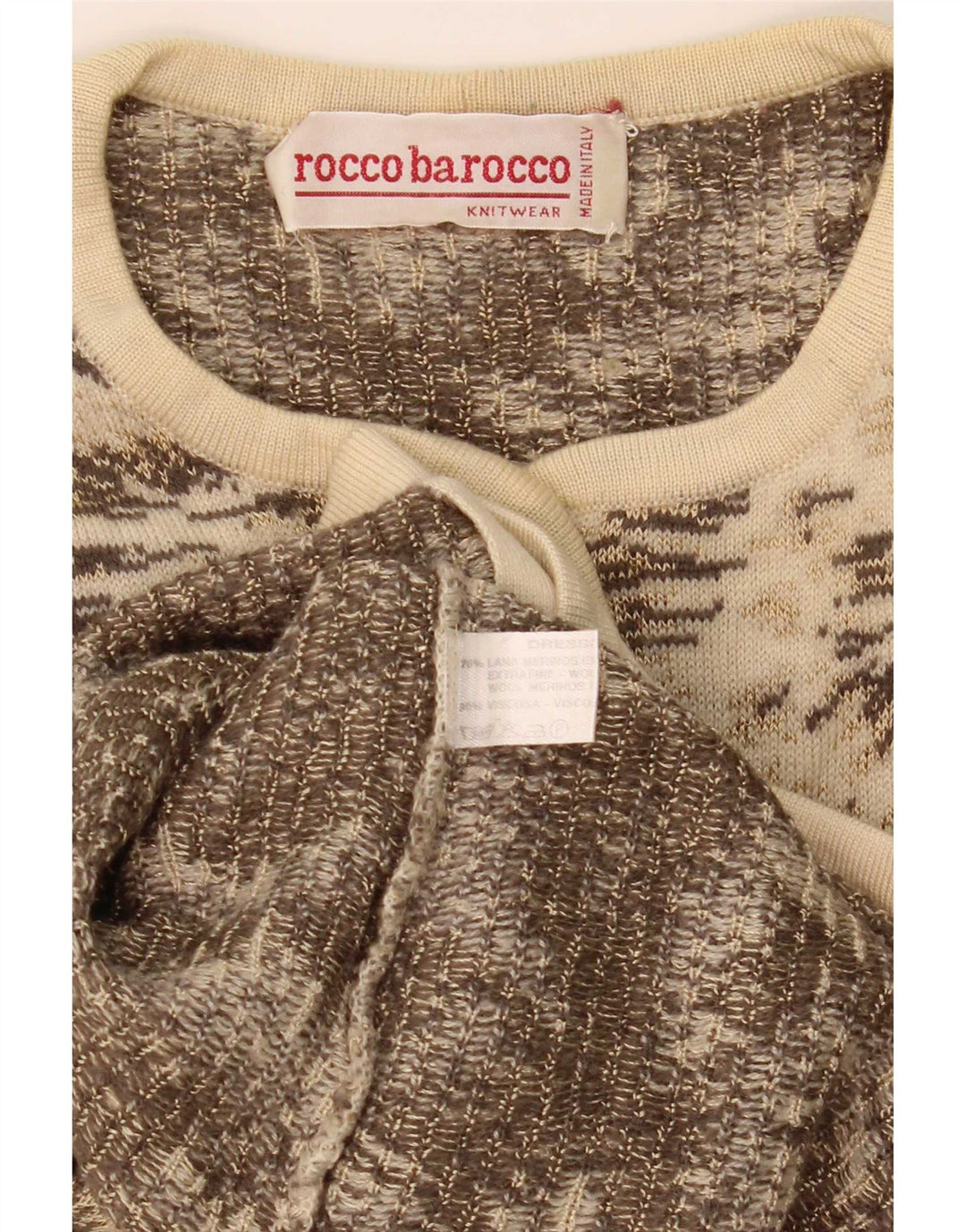 Roccobarocco kvinders abstrakt mønster cardigan sweater UK 8 Small Beige