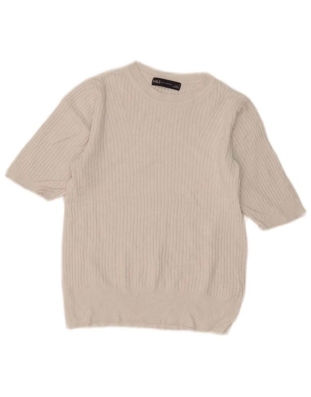 Marks & Spencer Dame Boat Neck Jumper Sweater UK 8 Small White