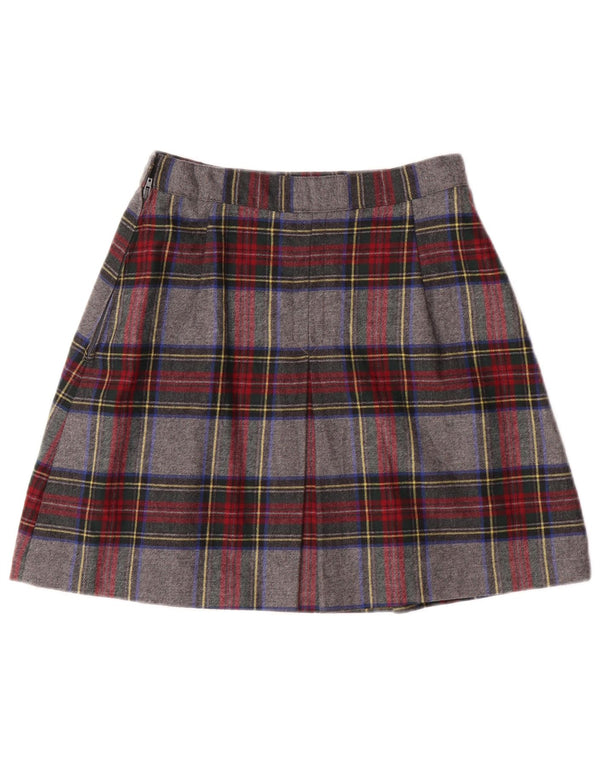BENETTON Dame Mini Nederdel IT 42 Medium W26 Grå Plaid Polyester