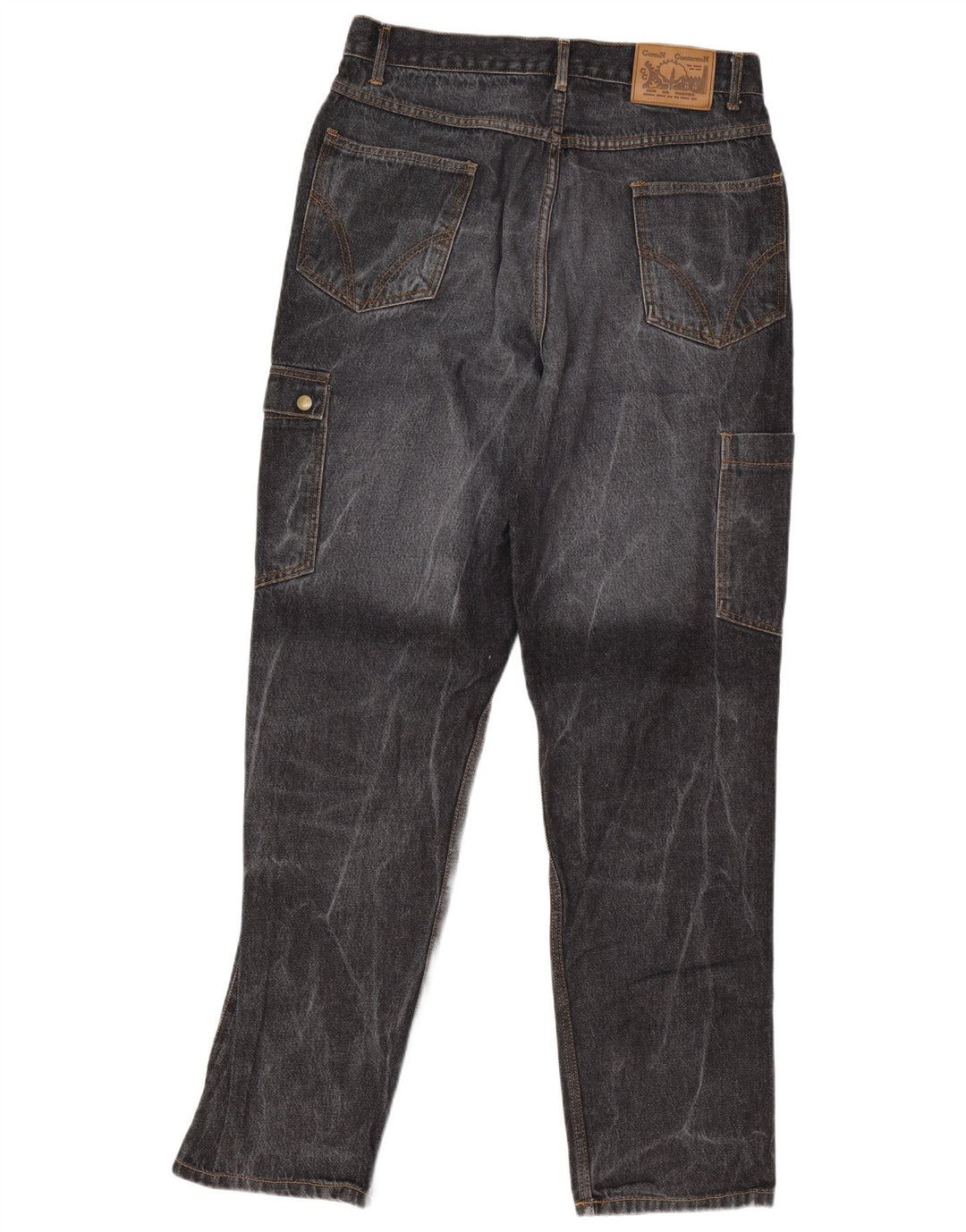 Vintage Herre Cargo Tapered Jeans W33 L34 Grå Bomuld