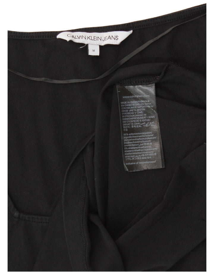 Calvin Klein Dame Grafisk Top Langærmet UK 14 Medium Sort Bomuld