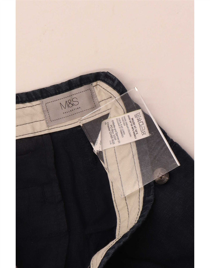 Marks & Spencer Herre Chino Shorts W30 Medium Navy Blue Linen