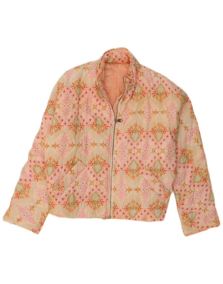 Vintage Kvinde Bomber Oversized Polstret Jakke UK 14 Medium Pink Paisley