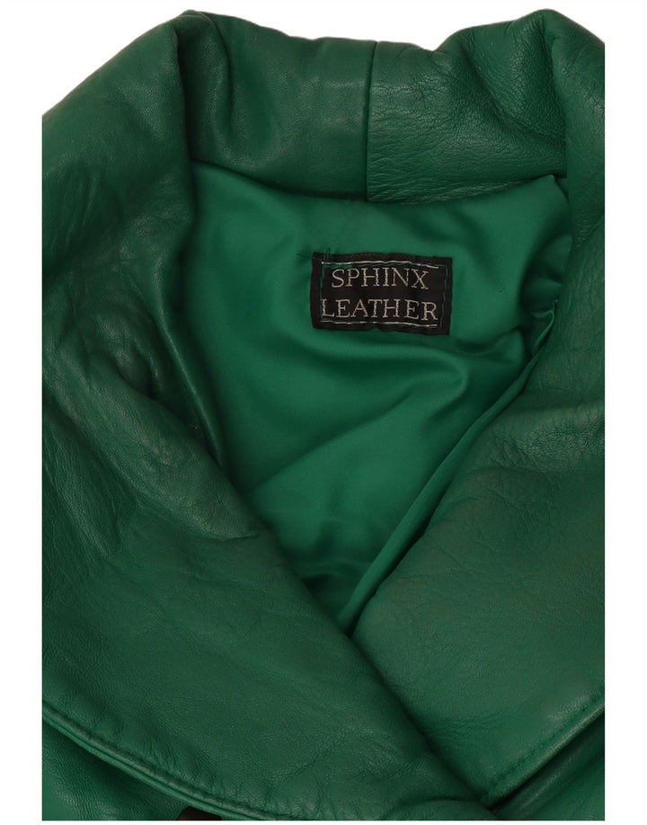 Vintage dameoversize læderfrakke UK 20 2XL Grønt læder