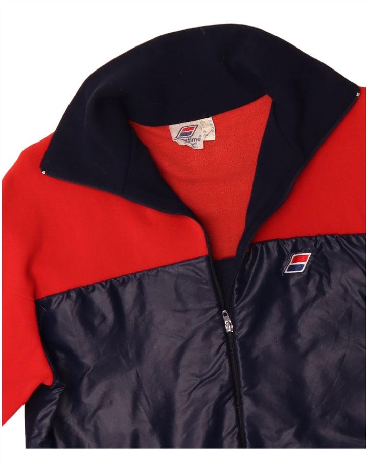 VINTAGE Træningsdragt til mænd Topjakke UK 40 Medium Rød Colourblock Polyamid