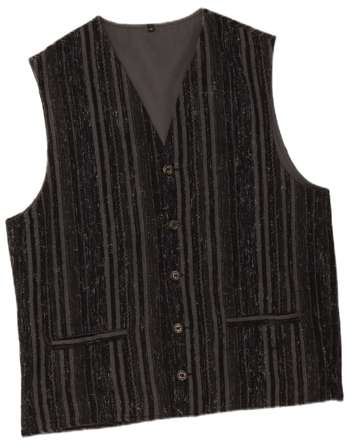 Vintage vest for mænd mellem sort stribet polyester