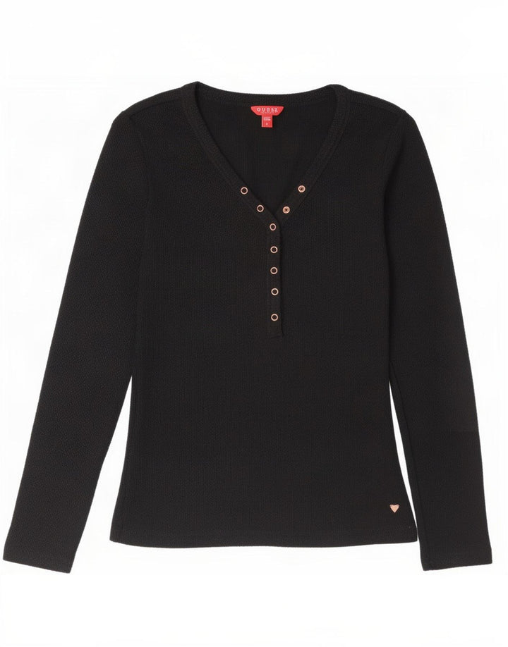Guess Dametop Langærmet UK 12 Medium Sort Bomuld