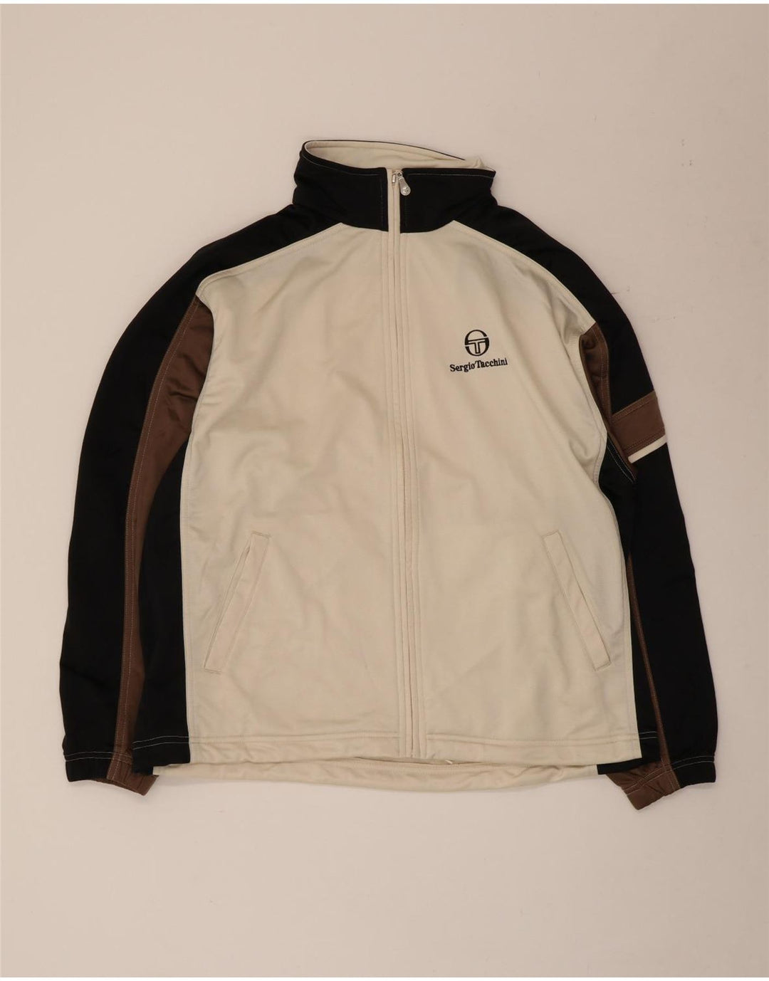 Sergio Tacchini Herre træningsdragt Topjakke Stor hvid Colourblock Polyester
