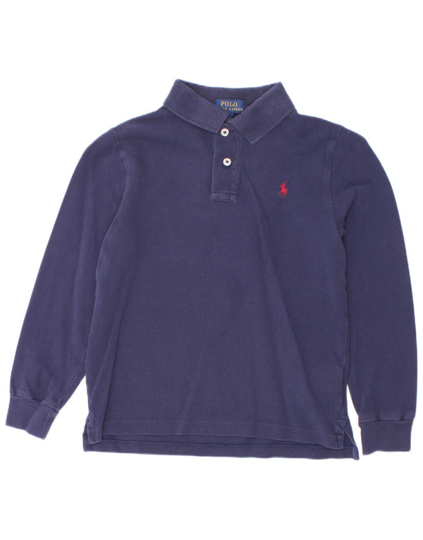 Polo Ralph Lauren drenge langærmet skjorte 6-7 år marineblå bomuld