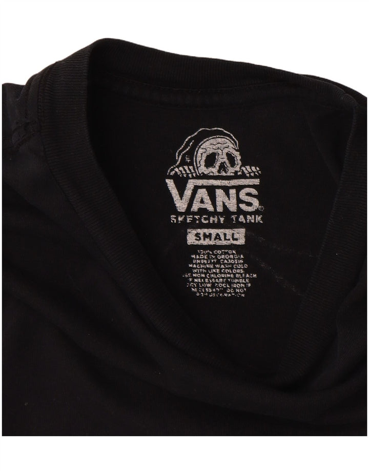 Vans Dame Grafisk T-Shirt Top UK 10 Small Black Bomuld