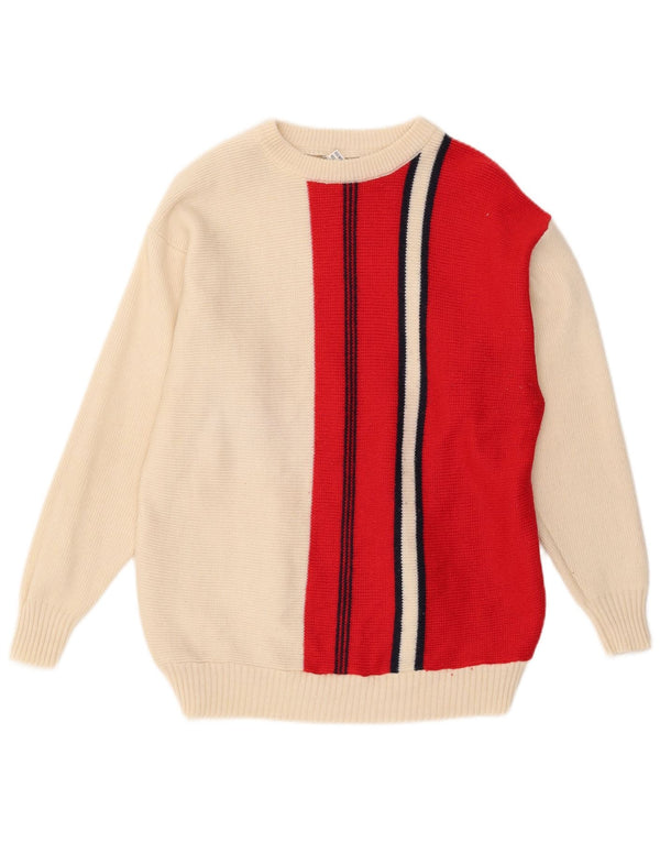 Vintage Dame Boat Neck Jumper Sweater IT 52 2XL Hvid Colourblock Uld