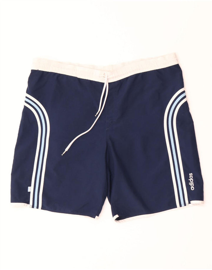 Adidas Badeshorts til mænd store marineblå stribet polyester