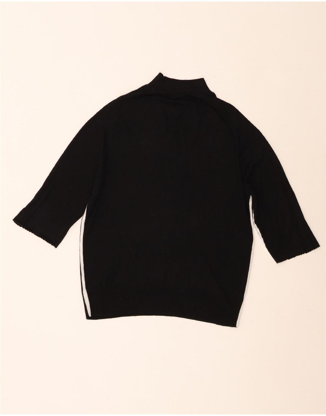 Zara Dame 3/4 ærmet Turtle Neck Jumper Sweater UK 14 Medium Sort