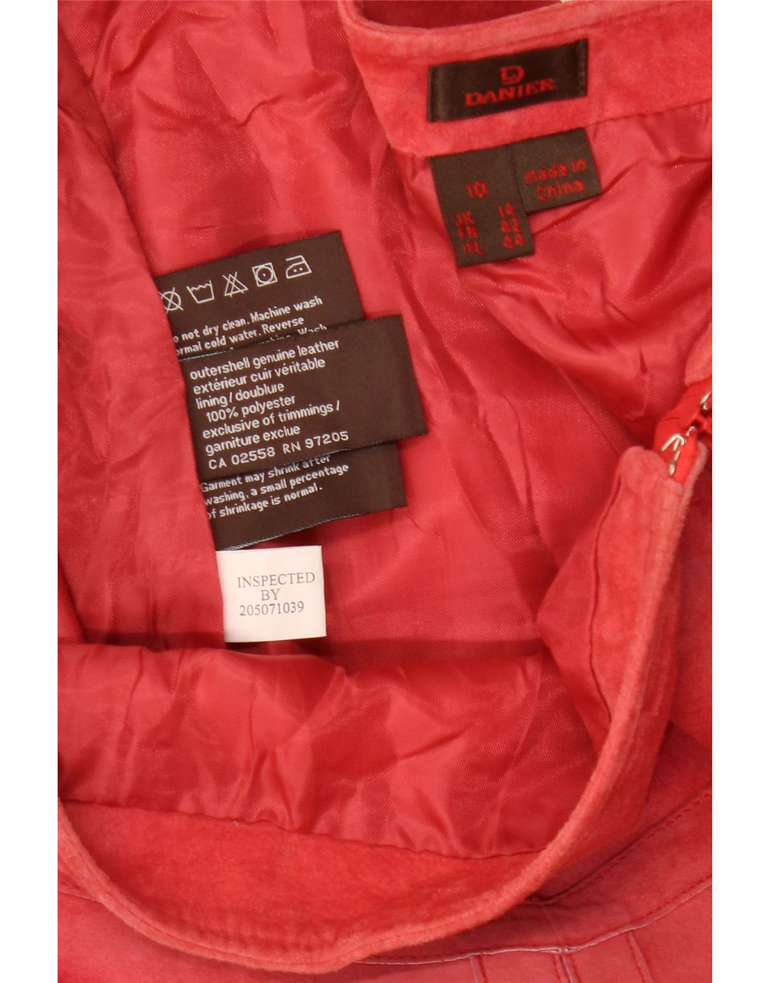 Danier Dame Ruskind Asymmetrisk Nederdel UK 14 Large W32 Rød Polyester
