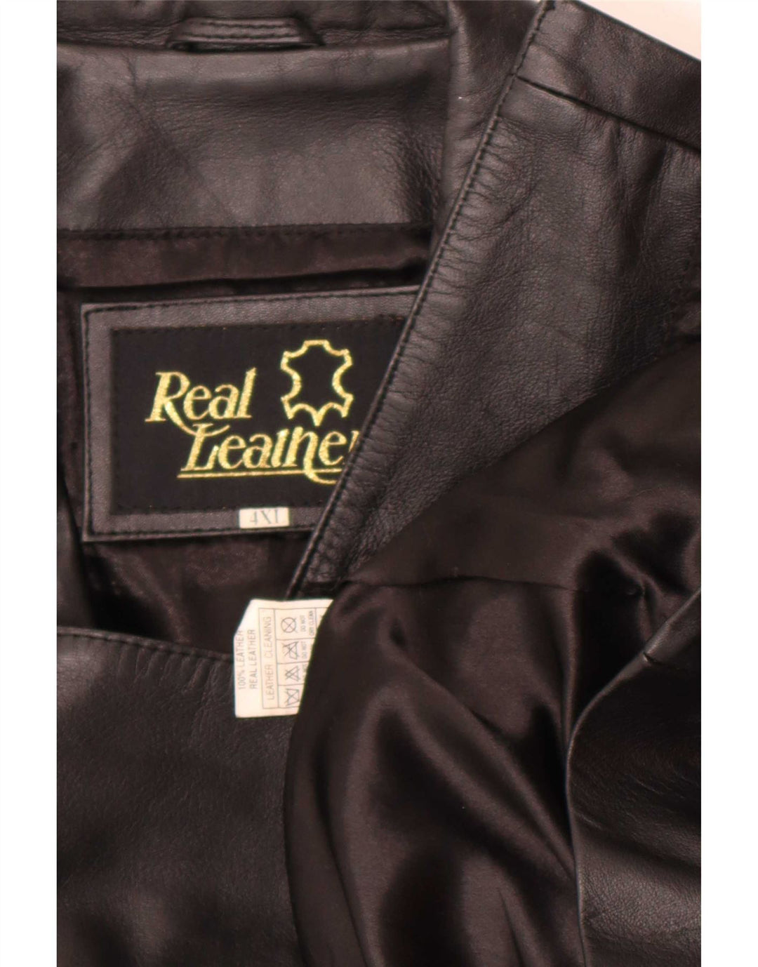 Vintage Dame 2-knaps læderblazerjakke UK 24 4XL Sort