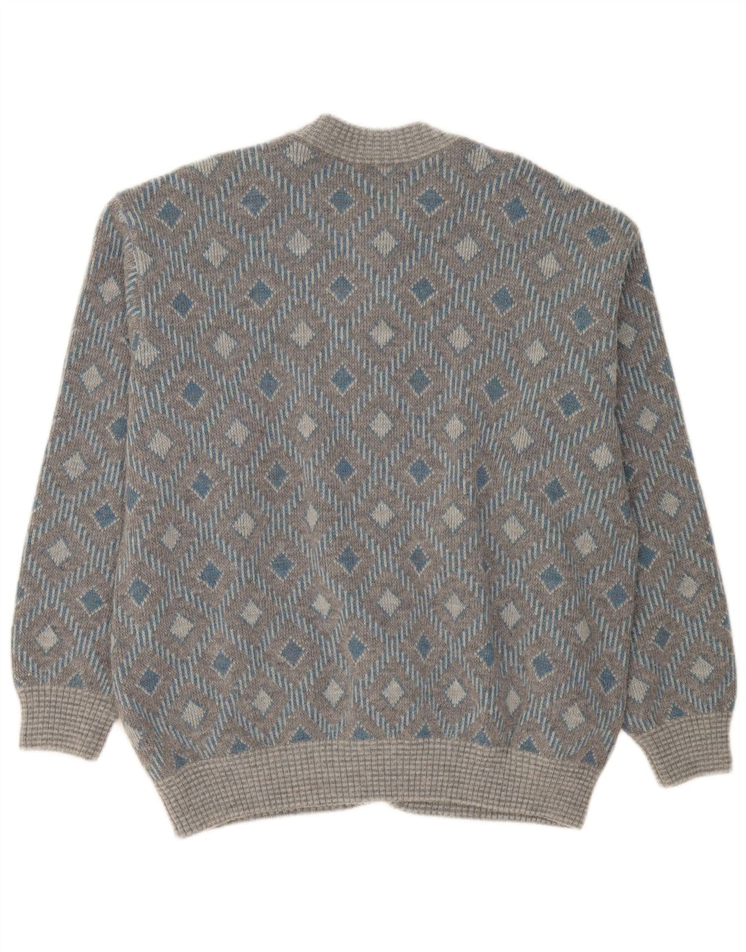 Vintage herre cardigan sweater XL Grå Geometrisk