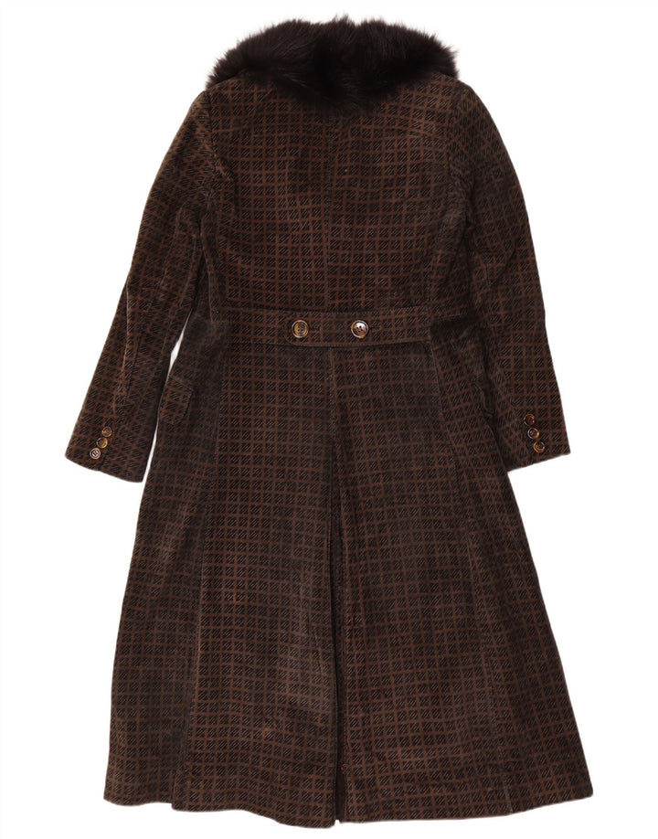Lesy Dame Overfrakke UK 14 Medium Brun Geometrisk