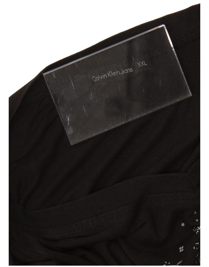 CALVIN KLEIN JEANS Dame Grafisk T-Shirt Top UK 20 2XL Sort