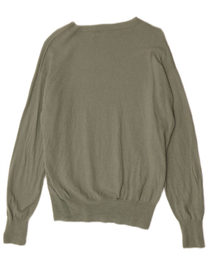 Zara Dame Boat Neck Jumper Sweater UK 14 Medium Khaki Wool