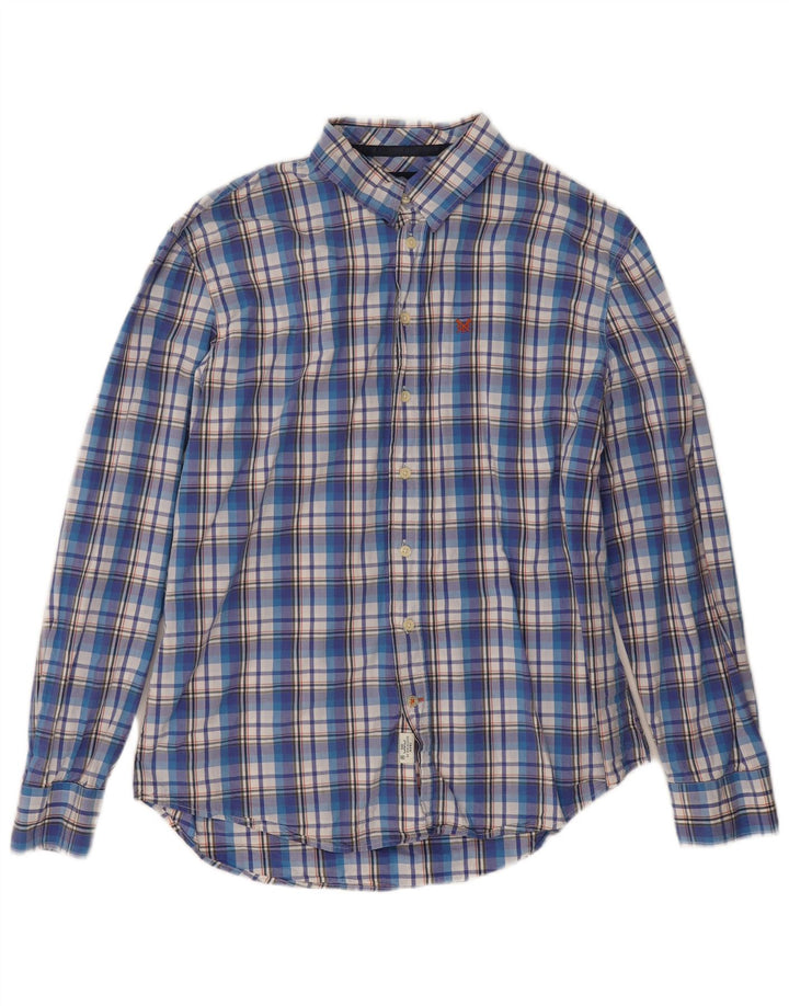 Crew Clothing Herre skræddersyet pasform skjorte 2XL blå ternet bomuld