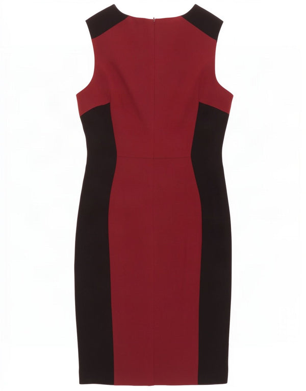 Debenhams Dame Sleeveless Sheath Dress UK 16 Large Burgundy Colourblock